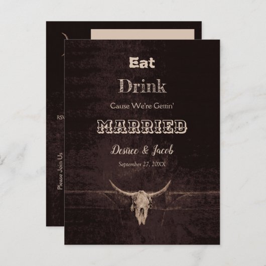 ブラウン素朴ドク食べドブルブル結婚したスカル 案内ポストカード (正面/裏面)