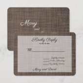 ブラウン素朴バックグラウンドウェディングRSVPカード 出欠カード (正面/裏面)