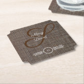ブラウン素朴バックグラウンド結婚紙コースター ペーパーコースター (アングル)