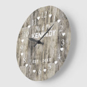 ブラウン素朴バパーソナライズされたンウッド結婚ズ ラージ壁時計 (傾斜)