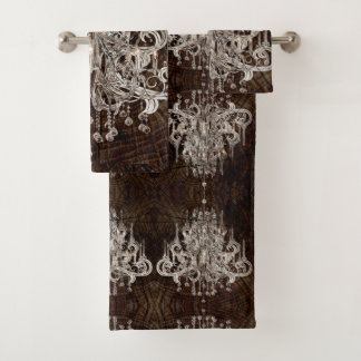 ブラウン素朴バーノドカントリークリスタルシャンデリア バスタオルセット