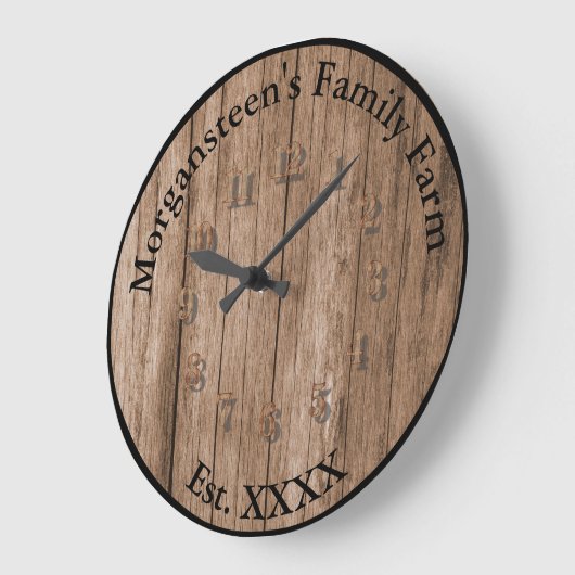 ブラウン素朴バーンウッドファミリーホーム設立 ラージ壁時計 (傾斜)