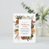 ブラウン素朴パンプキンサンクスギビングディナー招待状 ポストカード (スタンド正面)