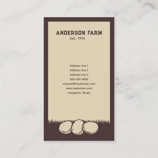 ブラウン素朴ファームの生卵 名刺 (裏面)