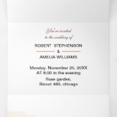 ブラウン素朴フラワーカスタムウェディング 三つ折り招待状 (内部中)