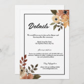 ブラウン素朴フローラの結婚詳細エンクロージャカード シーズンカード (正面/裏面)