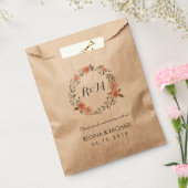ブラウン素朴フローラリースモノグラムウェディングパーティー フェイバーバッグ (封をした状態)