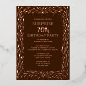 ブラウン素朴フローラ70thカスタム誕生日 箔招待状 (正面)