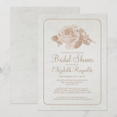ブラウン素朴フローラ/花ブライダルシャワー招待状 招待状 (正面/裏面)