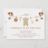 ブラウン素朴ベージュクロセスライン秋ベビーシャワー 招待状 (正面)