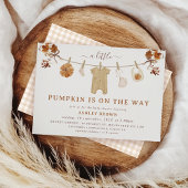 ブラウン素朴ベージュクロセスライン秋ベビーシャワー 招待状