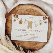 ブラウン素朴ベージュクロセスライン秋ベビーシャワー 招待状