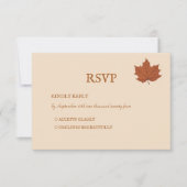 ブラウン素朴ベージュバーンオレンジフローラ秋RSVP 出欠カード (正面)