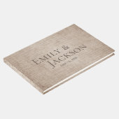 ブラウン素朴ミニマルバーラップリネン結婚ズ ゲストブック (コーナー)