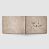 ブラウン素朴ミニマルバーラップリネン結婚ズ ゲストブック (全面)