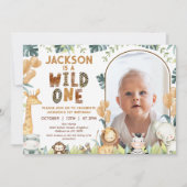 ブラウン素朴ワイルドワンサファリ1歳 招待状 (正面)