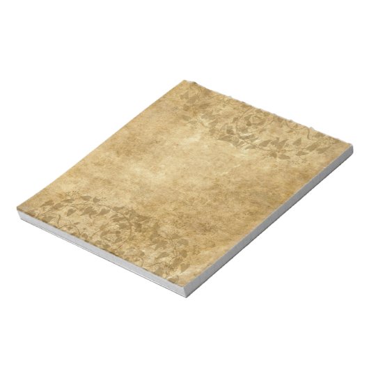 ブラウン素朴ヴィンテージ紙の羊皮紙とつる植物 ノートパッド (回転)