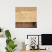 ブラウン素朴抽象芸術アート ポスター (ホームオフィス)