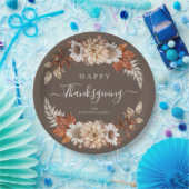 ブラウン素朴秋フローラハッピー感謝祭 ペーパープレート (パーティー)