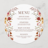 ブラウン素朴秋フローラ結婚のラウンドフラットメニュー メニュー (正面)