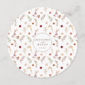 ブラウン素朴秋フローラ結婚のラウンドフラットメニュー メニュー (裏面)