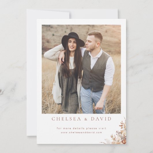 ブラウン素朴秋フローラ結婚ズ 招待状 (裏面)