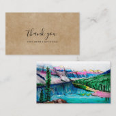 ブラウン素朴紙マウンテンフォレストカサンキューード エンクロージャーカード (正面/裏面)
