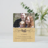 ブラウン素朴葉感謝祭写真はがき シーズンポストカード (スタンド正面)