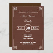 ブラウン素朴飾クリスマス新年 招待状 (正面/裏面)