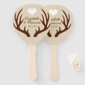 ブラウン素朴鹿〔雄ジカの〕枝角カップルの名前 ハンドファン (正面&裏面)