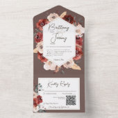 ブラウン素朴QRコードの秋錆フローラ オールインワン招待状 (内側)