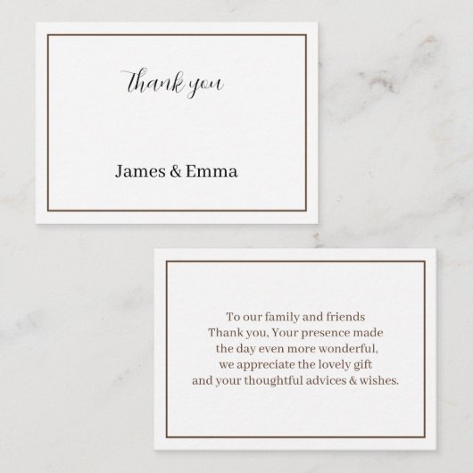 ブラウン結婚さんありがとう ノートカード (正面/裏面)