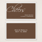 ブラウン結婚のフォーマルカスタムイベント飲料チケット (正面&裏面)