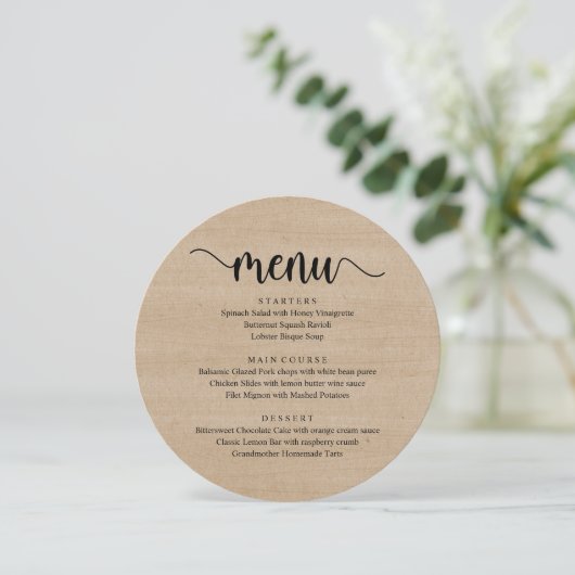 ブラウン結婚ウッドの駆け出しディナモダン素朴ー メニュー (スタンド正面)