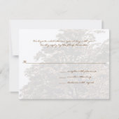 ブラウン結婚ツリーのモノグラム応答カード 招待状 (正面)