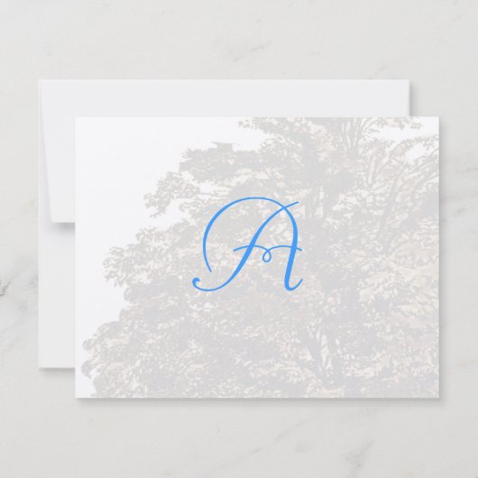 ブラウン結婚ツリーのモノグラム応答カード 招待状 (裏面)