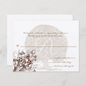 ブラウン結婚ツリーのモノグラム応答カード 招待状 (正面/裏面)