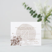 ブラウン結婚ツリーのモノグラム応答カード 招待状 (スタンド正面)