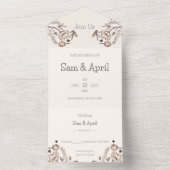 ブラウン結婚フローラテーマ オールインワン招待状 (内側)