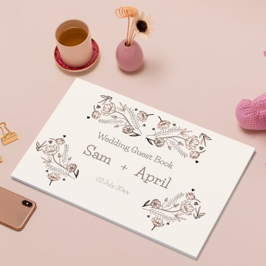 ブラウン結婚フローラテーマ ゲストブック