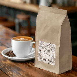 ブラウン結婚フローラテーマ スクエアシール