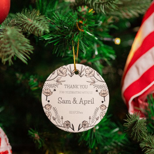 ブラウン結婚フローラテーマ フェイバータグ