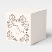 ブラウン結婚フローラテーマ フェイバーボックス (正面サイド)