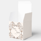 ブラウン結婚フローラテーマ フェイバーボックス (オープン)