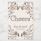 ブラウン結婚フローラテーマ フードラベル (シングルラベル)