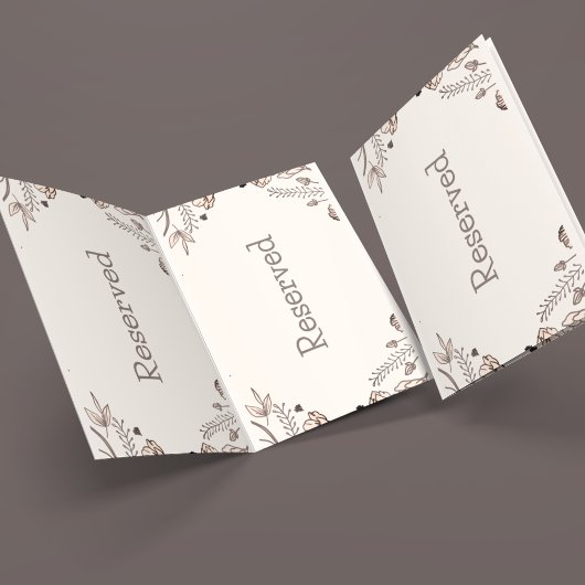 ブラウン結婚フローラテーマ プレイスカード