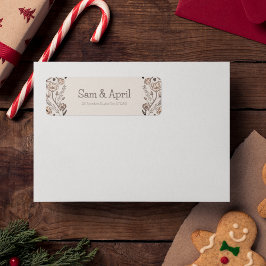 ブラウン結婚フローラテーマ ラベル