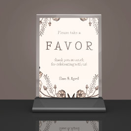 ブラウン結婚フローラテーマ 台座サイン