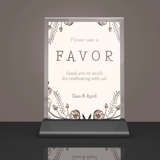 ブラウン結婚フローラテーマ 台座サイン