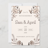 ブラウン結婚フローラテーマ 招待状 (正面)